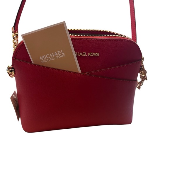 NWT Michael Kors Jet Set Travel Bright Red Leather Bag - Picture 5 of 16